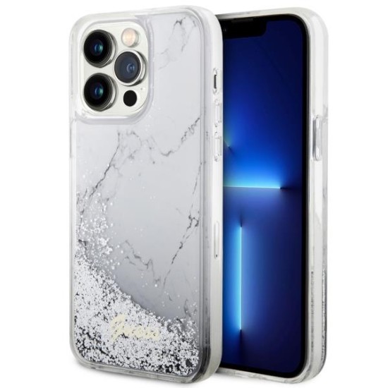 Guess GUHCP14XLCSGSGH iPhone 14 Pro Max 6.7" white/white hardcase Liquid Glitter Marble Guess GUHCP14XLCSGSGH iPhone 14 Pro Max 6.7" white/white hardcase Liquid Glitter Marble