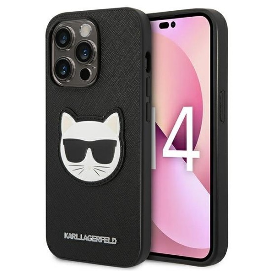Karl Lagerfeld Saffiano Choupette Head Patch Case for iPhone 14 Pro - Black Karl Lagerfeld Saffiano Choupette Head Patch Case for iPhone 14 Pro - Black