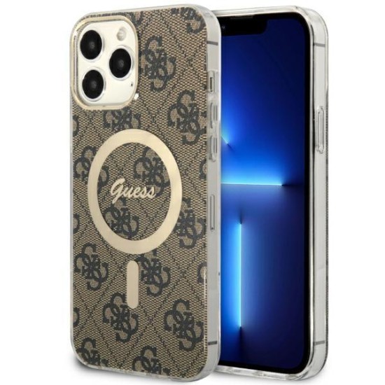 Guess GUHMP13XH4STW iPhone 13 Pro Max 6.7" brown/brown hardcase 4G MagSafe Guess GUHMP13XH4STW iPhone 13 Pro Max 6.7" brown/brown hardcase 4G MagSafe