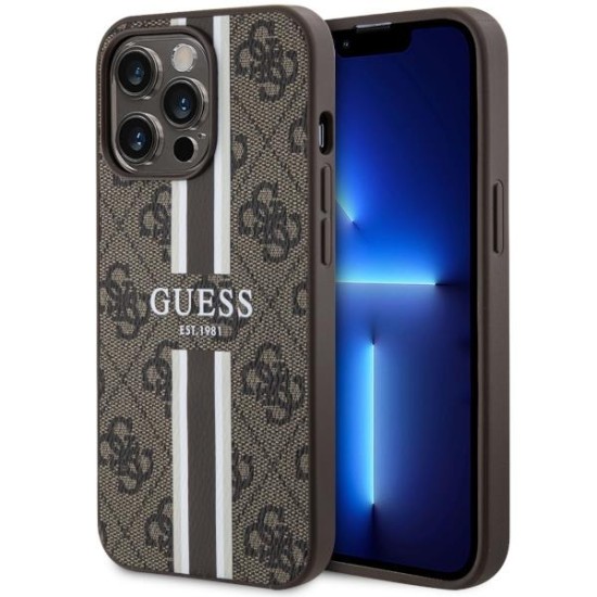 Guess GUHMP13LP4RPSW iPhone 13 Pro / 13 6.1" brown/brown hardcase 4G Printed Stripes MagSafe Guess GUHMP13LP4RPSW iPhone 13 Pro / 13 6.1" brown/brown hardcase 4G Printed Stripes MagSafe