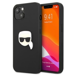 Karl Lagerfeld Leather Ikonik Karl&amp;#39;s Head Metal Case for iPhone 13 mini - Black