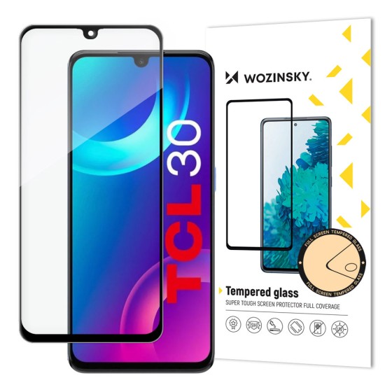 Wozinsky super durable Full Glue tempered glass full screen with Case Friendly TCL 30 black frame Wozinsky super durable Full Glue tempered glass full screen with Case Friendly TCL 30 black frame