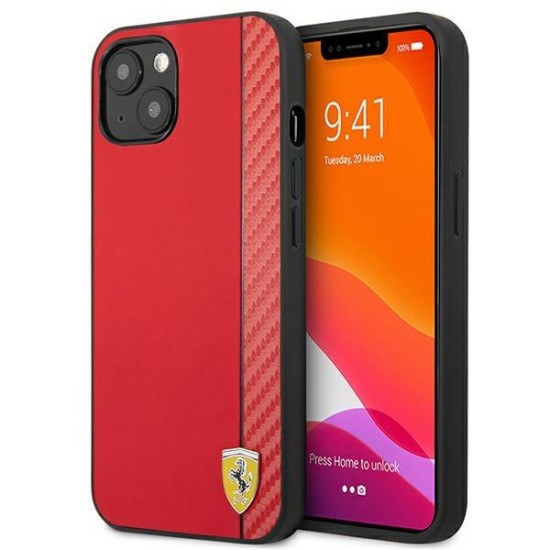 Ferrari FESAXHCP13SRE iPhone 13 mini 5.4" red/red hardcase On Track Carbon Stripe Ferrari FESAXHCP13SRE iPhone 13 mini 5.4" red/red hardcase On Track Carbon Stripe