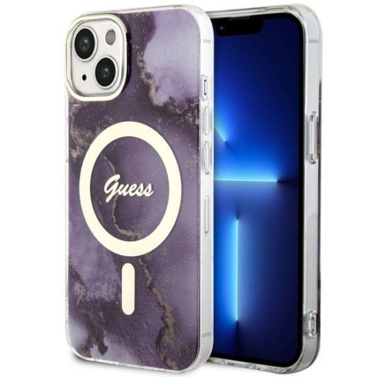 Guess GUHMP14SHTMRSU iPhone 14 6.1" purple/purple hardcase Golden Marble MagSafe Guess GUHMP14SHTMRSU iPhone 14 6.1" purple/purple hardcase Golden Marble MagSafe