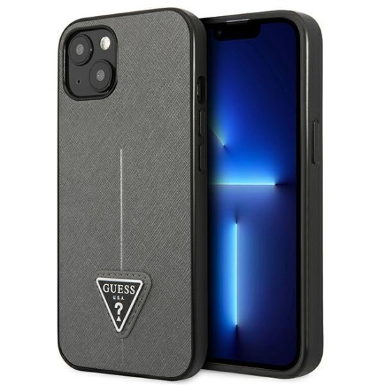 Guess GUHCP14SPSATLG iPhone 14 6.1 "silver / silver hardcase SaffianoTriangle Logo Guess GUHCP14SPSATLG iPhone 14 6.1 "silver / silver hardcase SaffianoTriangle Logo