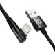 Baseus MVP 2 Elbow angled cable with side plug USB / Lightning 1m 2.4A black (CAVP000001) Baseus MVP 2 Elbow angled cable with side plug USB / Lightning 1m 2.4A black (CAVP000001)
