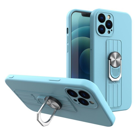 Ring Case silicone case with finger grip and stand for iPhone 12 mini light blue Ring Case silicone case with finger grip and stand for iPhone 12 mini light blue
