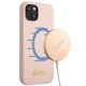 Guess GUHMP13MLSLMGLP iPhone 13 6.1" light pink/light pink hardcase Silicone Script Gold Logo Magsafe Guess GUHMP13MLSLMGLP iPhone 13 6.1" light pink/light pink hardcase Silicone Script Gold Logo Magsafe