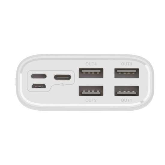 Wozinsky powerbank 30000mAh Li-Po 4 x USB with LCD display 2 A white (WPB-001WE) Wozinsky powerbank 30000mAh Li-Po 4 x USB with LCD display 2 A white (WPB-001WE)