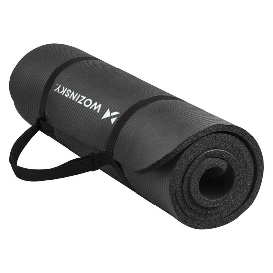 Wozinsky exercise mat 181 x 63 x 0.9 cm thick gymnastic yoga mat black Wozinsky exercise mat 181 x 63 x 0.9 cm thick gymnastic yoga mat black