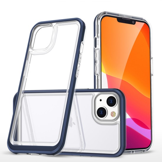 Clear 3in1 case for iPhone 14 silicone cover with frame blue Clear 3in1 case for iPhone 14 silicone cover with frame blue