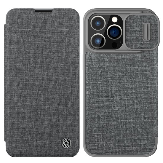 Nillkin Qin Cloth Pro Case Case for iPhone 13 Pro Max Camera Protector Holster Cover Flip Cover Gray Nillkin Qin Cloth Pro Case Case for iPhone 13 Pro Max Camera Protector Holster Cover Flip Cover Gray