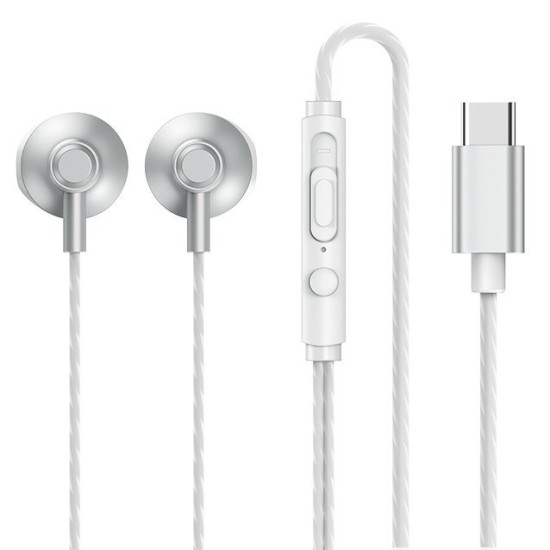 REMAX in-ear earphones USB Type C headset with remote control silver (RM-711a Silver) REMAX in-ear earphones USB Type C headset with remote control silver (RM-711a Silver)