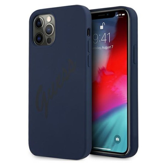 Guess GUHCP12LLSVSBL iPhone 12 Pro Max 6.7" blue/blue hardcase Script Vintage