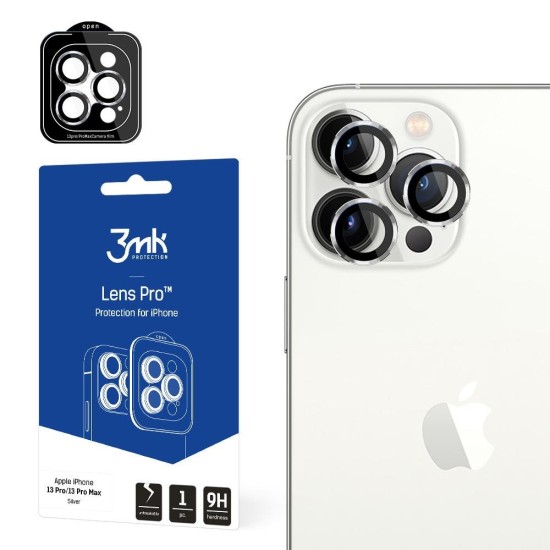 Camera Glass for iPhone 13 Pro Max / 13 Pro 9H for 3mk Lens Protection Pro Series Lens - Silver Camera Glass for iPhone 13 Pro Max / 13 Pro 9H for 3mk Lens Protection Pro Series Lens - Silver