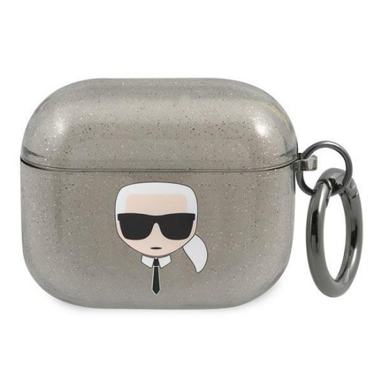 Karl Lagerfeld Glitter Karl&amp;#39;s Head Case for AirPods 3 - Black