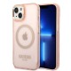 Guess GUHMP14SHTCMP iPhone 14 6.1" pink/pink hard case Gold Outline Translucent MagSafe Guess GUHMP14SHTCMP iPhone 14 6.1" pink/pink hard case Gold Outline Translucent MagSafe