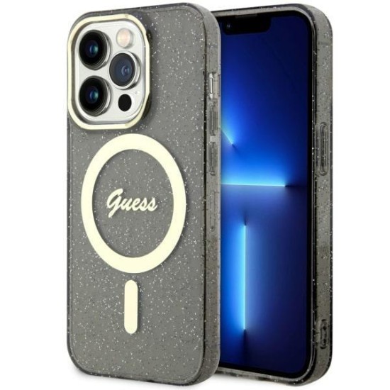 Guess GUHMP14XHCMCGK iPhone 14 Pro Max 6.7" black/black hardcase Glitter Gold MagSafe Guess GUHMP14XHCMCGK iPhone 14 Pro Max 6.7" black/black hardcase Glitter Gold MagSafe