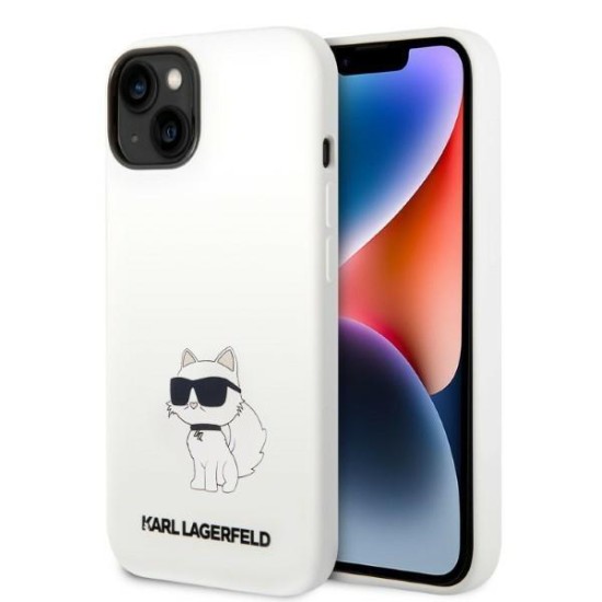 Karl Lagerfeld KLHMP14MSNCHBCH iPhone 14 Plus 6.7" hardcase white/white Silicone Choupette MagSafe Karl Lagerfeld KLHMP14MSNCHBCH iPhone 14 Plus 6.7" hardcase white/white Silicone Choupette MagSafe