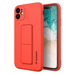 Wozinsky Kickstand Case silicone case with stand iPhone 12 red