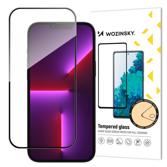 Super Durable Full Screen Tempered Glass with Frame Case Friendly Wozinsky Full Glue iPhone 15 - Black Super Durable Full Screen Tempered Glass with Frame Case Friendly Wozinsky Full Glue iPhone 15 - Black