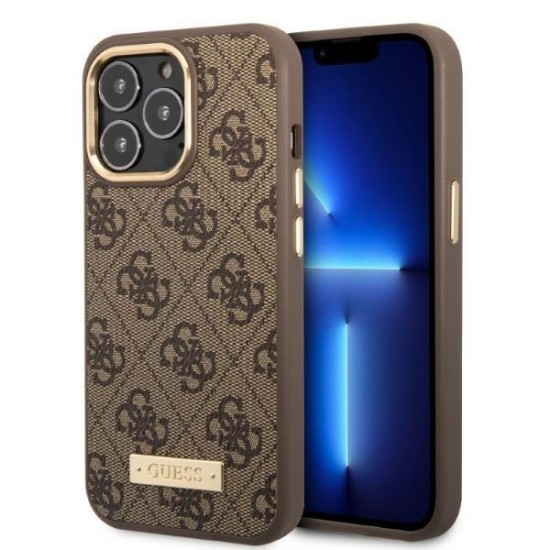 Guess GUHMP13LU4GPRW iPhone 13 Pro / 13 6.1 "brown / brown hard case 4G Logo Plate MagSafe Guess GUHMP13LU4GPRW iPhone 13 Pro / 13 6.1 "brown / brown hard case 4G Logo Plate MagSafe