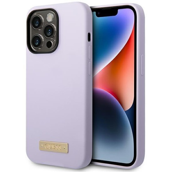 Guess GUHMP14LSBPLU iPhone 14 Pro 6.1" purple/purple hard case Silicone Logo Plate MagSafe Guess GUHMP14LSBPLU iPhone 14 Pro 6.1" purple/purple hard case Silicone Logo Plate MagSafe