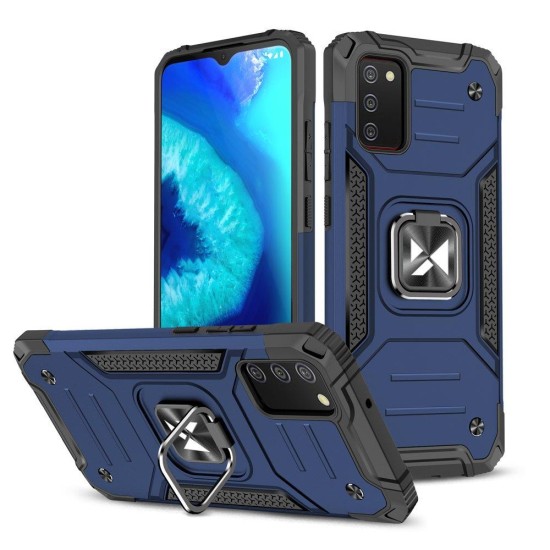 Wozinsky Ring Armor tough hybrid case cover + magnetic holder for Samsung Galaxy A03s blue Wozinsky Ring Armor tough hybrid case cover + magnetic holder for Samsung Galaxy A03s blue