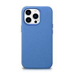 iCarer Litchi Premium Leather Case iPhone 14 Pro Max Magnetic Leather Case with MagSafe Light Blue (WMI14220712-LB)