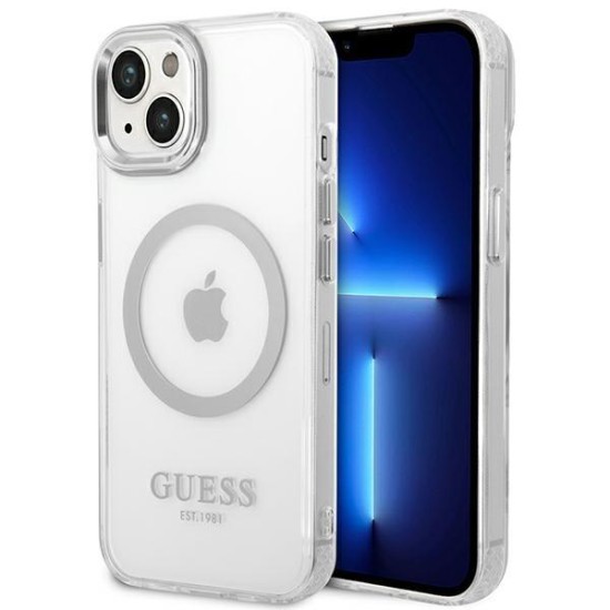 Guess GUHMP14MHTRMS iPhone 14 Plus 6.7" silver/silver hard case Metal Outline Magsafe Guess GUHMP14MHTRMS iPhone 14 Plus 6.7" silver/silver hard case Metal Outline Magsafe