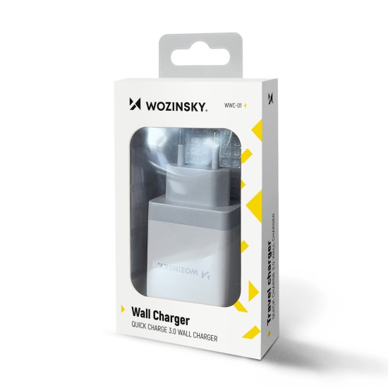 Wozinsky fast wall charger adapter Quick Charge QC 3.0 3x USB 30W white (WWC-01) Wozinsky fast wall charger adapter Quick Charge QC 3.0 3x USB 30W white (WWC-01)