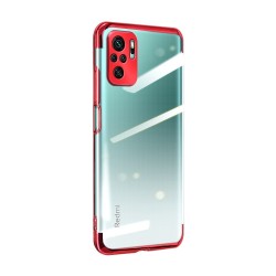 Clear Color Case Gel TPU Electroplating frame Cover for Xiaomi Redmi Note 10 5G / Poco M3 Pro red