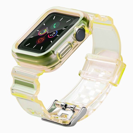 Silicone Band Strap Bracelet Case Strap Light Set for Apple Watch 40mm - Yellow Silicone Band Strap Bracelet Case Strap Light Set for Apple Watch 40mm - Yellow