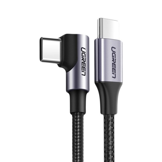 Ugreen US255 50123 USB-C (straight) / USB-C (angled) PD QC cable 60W 3A 1m - gray Ugreen US255 50123 USB-C (straight) / USB-C (angled) PD QC cable 60W 3A 1m - gray
