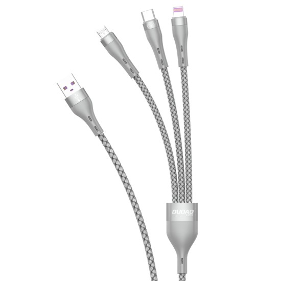 Dudao 3in1 USB cable - Lightning / microUSB / USB Type C 65W 1.2m gray (L20X) Dudao 3in1 USB cable - Lightning / microUSB / USB Type C 65W 1.2m gray (L20X)