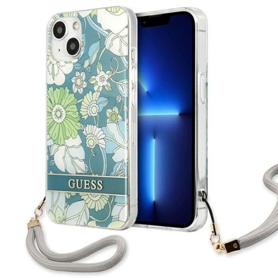 Guess GUHCP13SHFLSN iPhone 13 mini 5.4" green/green hardcase Flower Strap Guess GUHCP13SHFLSN iPhone 13 mini 5.4" green/green hardcase Flower Strap
