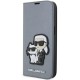 Karl Lagerfeld KLBKP14LSANKCPG iPhone 14 Pro 6.1" bookcase silver/silver Saffiano Karl & Choupette Karl Lagerfeld KLBKP14LSANKCPG iPhone 14 Pro 6.1" bookcase silver/silver Saffiano Karl & Choupette