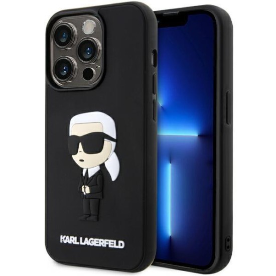 Karl Lagerfeld KLHCP14L3DRKINK iPhone 14 Pro 6.1" black/black hardcase Rubber Ikonik 3D Karl Lagerfeld KLHCP14L3DRKINK iPhone 14 Pro 6.1" black/black hardcase Rubber Ikonik 3D