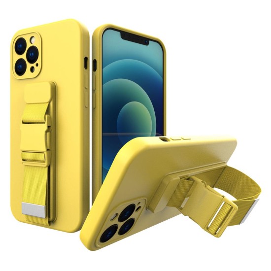Rope case gel case with a chain lanyard bag lanyard iPhone 12 mini yellow Rope case gel case with a chain lanyard bag lanyard iPhone 12 mini yellow