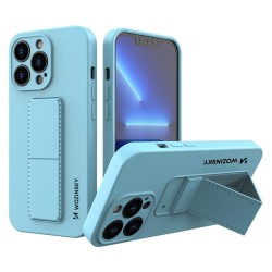 Wozinsky Kickstand Case iPhone 13 Silicone Case with Stand Light Blue