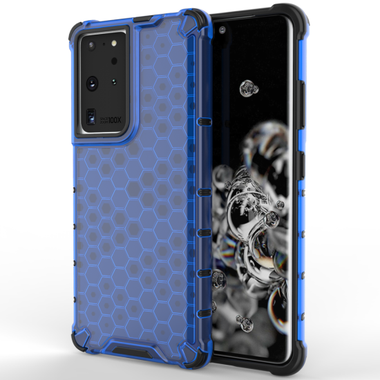 Honeycomb case armored cover with a gel frame for Samsung Galaxy S22 Ultra blue Honeycomb case armored cover with a gel frame for Samsung Galaxy S22 Ultra blue