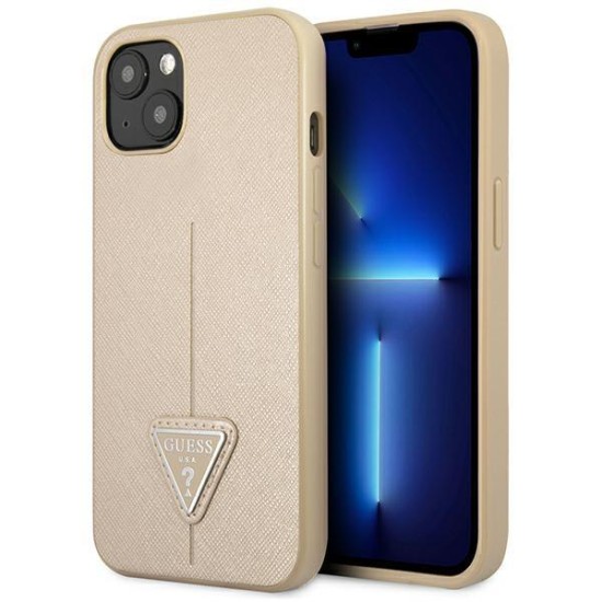 Guess GUHCP13SPSATLE iPhone 13 mini 5,4 "beige / beige hardcase SaffianoTriangle Logo Guess GUHCP13SPSATLE iPhone 13 mini 5,4 "beige / beige hardcase SaffianoTriangle Logo