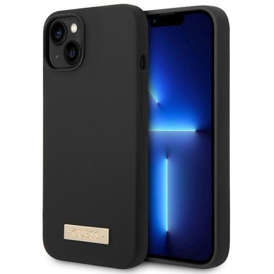 Guess GUHMP14MSBPLK iPhone 14 Plus 6.7" black/black hard case Silicone Logo Plate MagSafe Guess GUHMP14MSBPLK iPhone 14 Plus 6.7" black/black hard case Silicone Logo Plate MagSafe
