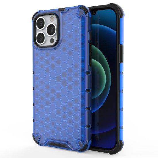 Honeycomb Case armor cover with TPU Bumper for iPhone 13 Pro Max blue Honeycomb Case armor cover with TPU Bumper for iPhone 13 Pro Max blue