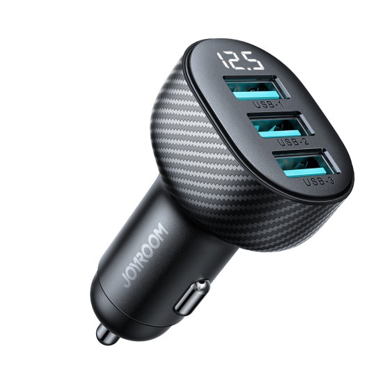 Joyroom JR-CCD03 3.4A Car Charger with Display 3x USB-A - Black Joyroom JR-CCD03 3.4A Car Charger with Display 3x USB-A - Black