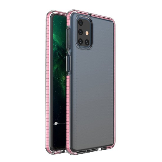 Spring Case clear TPU gel protective cover with colorful frame for Samsung Galaxy M31s light pink Spring Case clear TPU gel protective cover with colorful frame for Samsung Galaxy M31s light pink