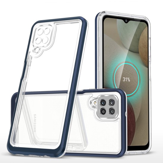 Clear 3in1 Case for Samsung Galaxy A12 5G Frame Gel Cover Blue Clear 3in1 Case for Samsung Galaxy A12 5G Frame Gel Cover Blue