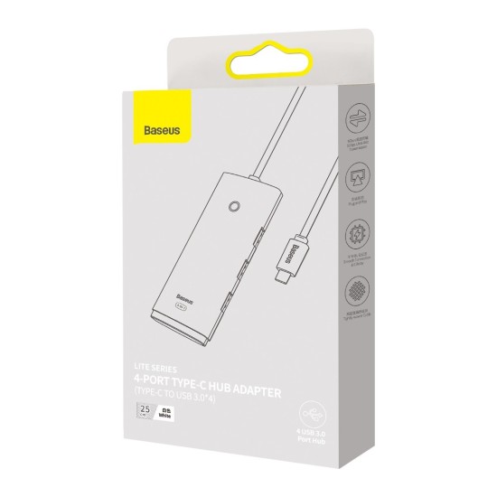 Baseus Lite Series HUB adapter USB Type C - 4x USB 3.0 25cm white (WKQX030302) Baseus Lite Series HUB adapter USB Type C - 4x USB 3.0 25cm white (WKQX030302)