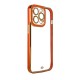 Fashion Case for iPhone 13 Pro Max Gold Frame Gel Cover Red