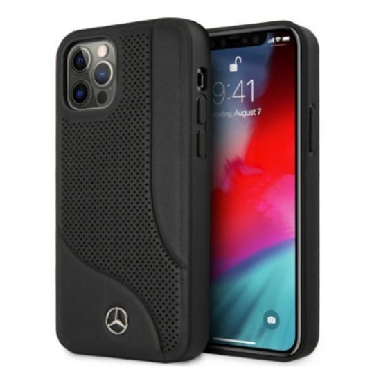 Mercedes Leather Perforated Area Case for iPhone 12 Pro Max - Black Mercedes Leather Perforated Area Case for iPhone 12 Pro Max - Black